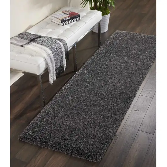 10' Gray Shag Non Skid Runner Rug Photo 4
