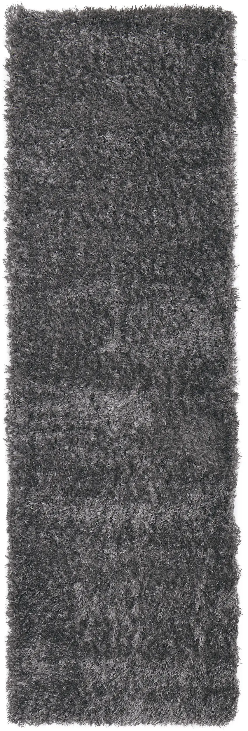 8' Gray Shag Power Loom Runner Rug Photo 2