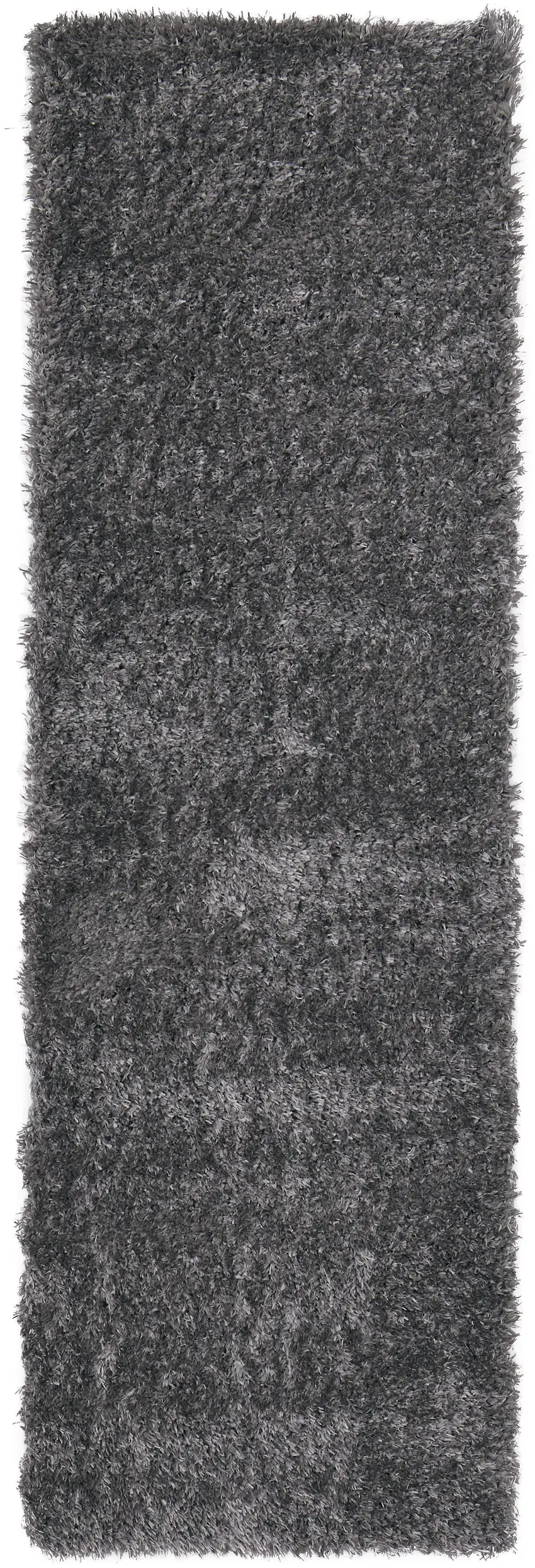 8' Gray Shag Power Loom Runner Rug Photo 4
