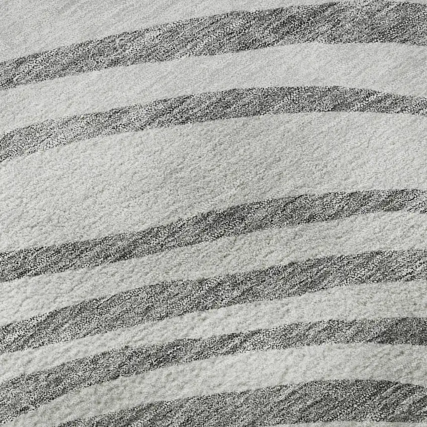 8' Gray Silver And Beige Abstract Washable Round Rug With UV Protection Photo 9