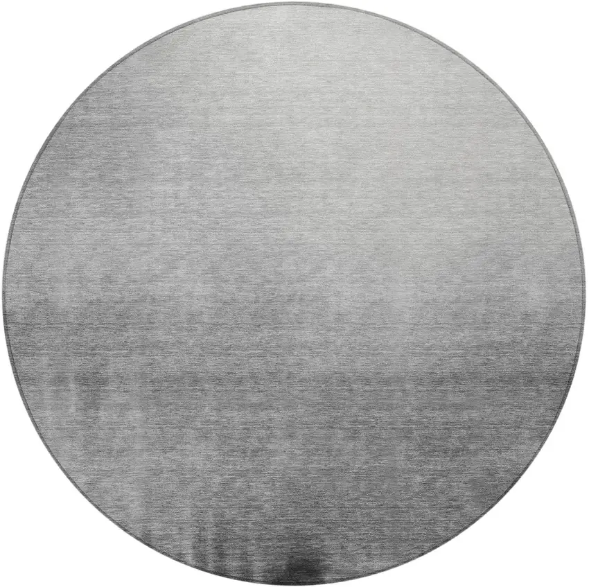 8' Gray Silver And Black Round Abstract Washable Indoor Outdoor Area Rug Photo 2