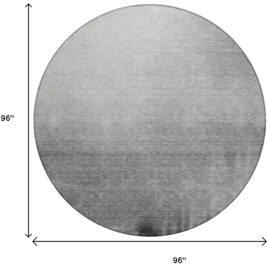 8' Gray Silver And Black Round Abstract Washable Indoor Outdoor Area Rug Photo 9