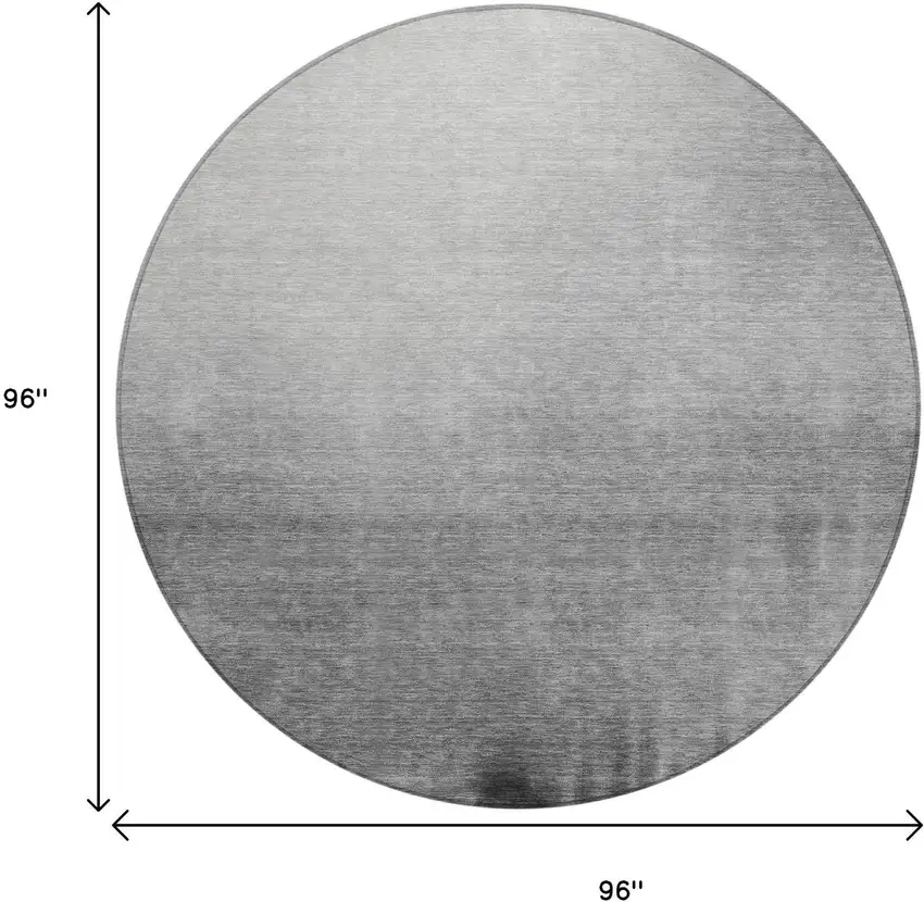 8' Gray Silver And Black Round Abstract Washable Indoor Outdoor Area Rug Photo 9