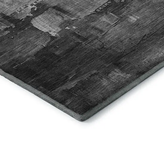8' Gray Silver And Charcoal Abstract Washable Area Rug With UV Protection Photo 7
