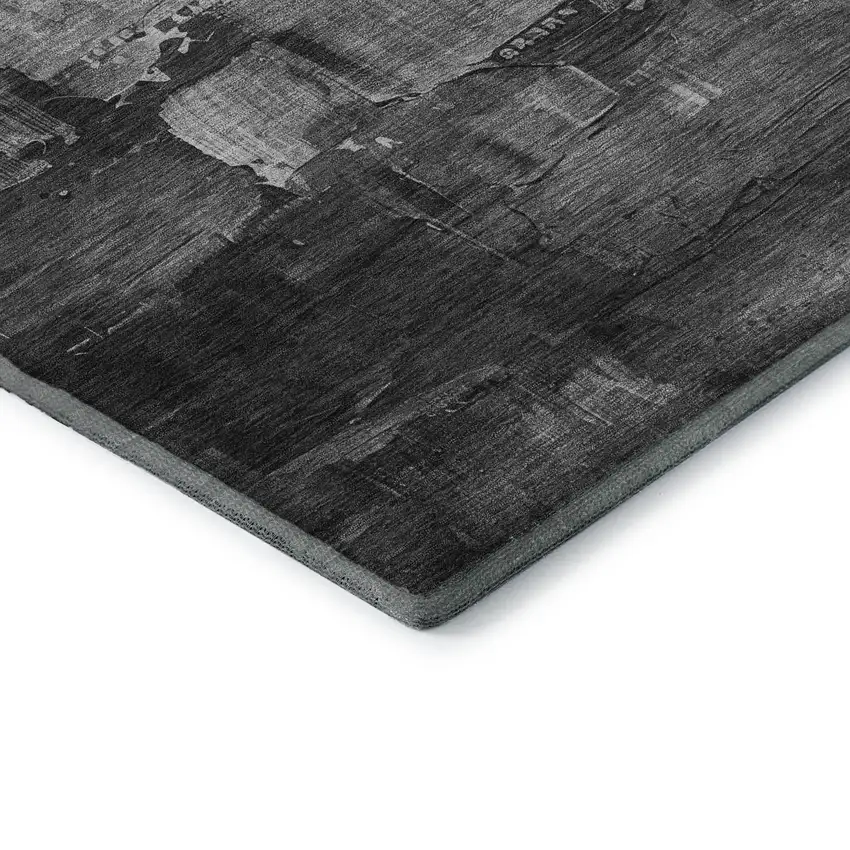 8' Gray Silver And Charcoal Abstract Washable Area Rug With UV Protection Photo 7