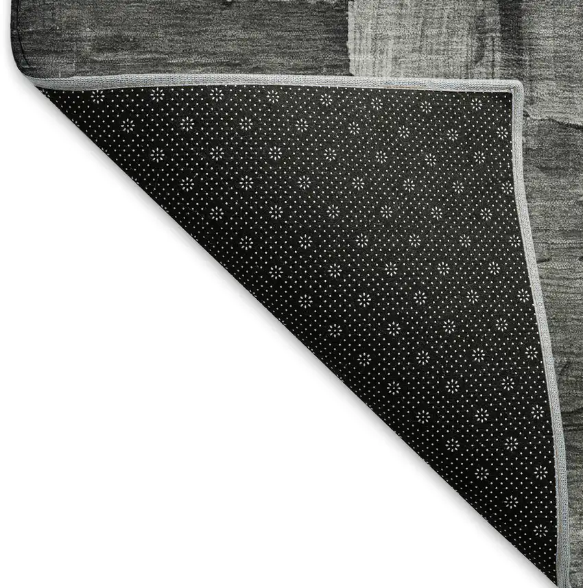 8' Gray Silver And Charcoal Abstract Washable Area Rug With UV Protection Photo 6