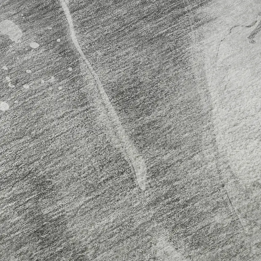 8' Gray Silver And Charcoal Abstract Washable Area Rug With UV Protection Photo 1