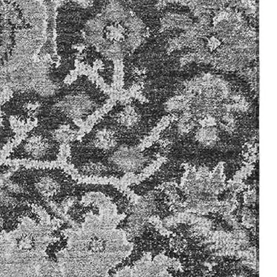 8' Gray Silver And Charcoal Damask Washable Area Rug With UV Protection Photo 2