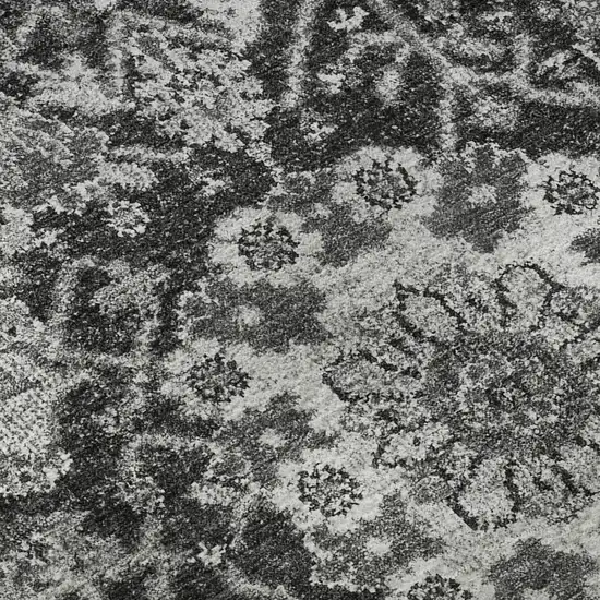 8' Gray Silver And Charcoal Damask Washable Area Rug With UV Protection Photo 9