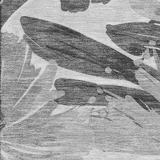 8' Gray Silver And Charcoal Floral Washable Area Rug With UV Protection Photo 2