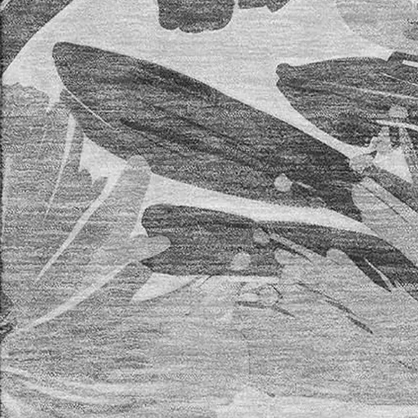 8' Gray Silver And Charcoal Floral Washable Area Rug With UV Protection Photo 2