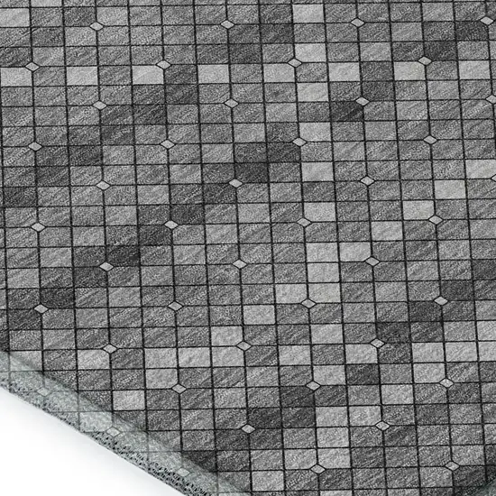 8' Gray Silver And Charcoal Geometric Washable Area Rug With UV Protection Photo 2