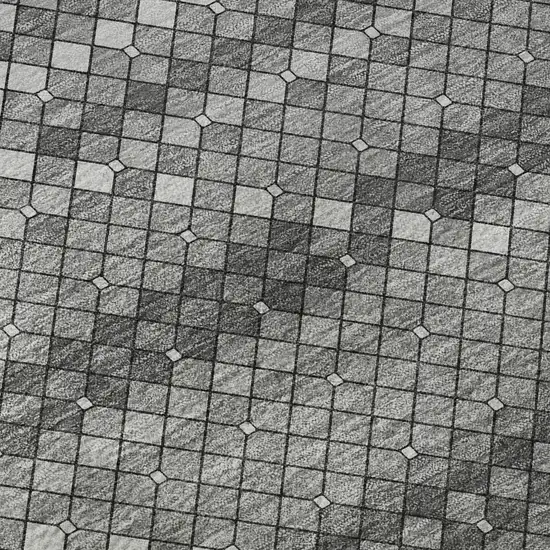 8' Gray Silver And Charcoal Geometric Washable Area Rug With UV Protection Photo 9