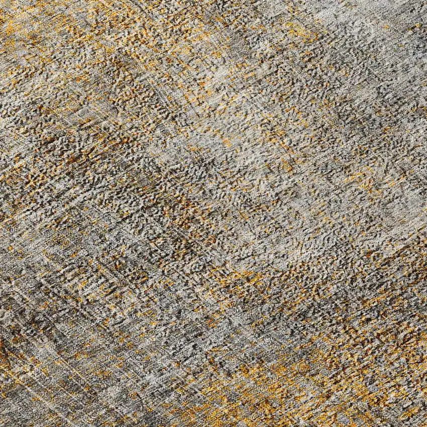 8' Gray Silver And Charcoal Round Abstract Washable Indoor Outdoor Area Rug Photo 6