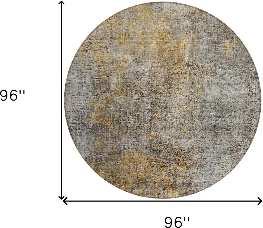 8' Gray Silver And Charcoal Round Abstract Washable Indoor Outdoor Area Rug Photo 3