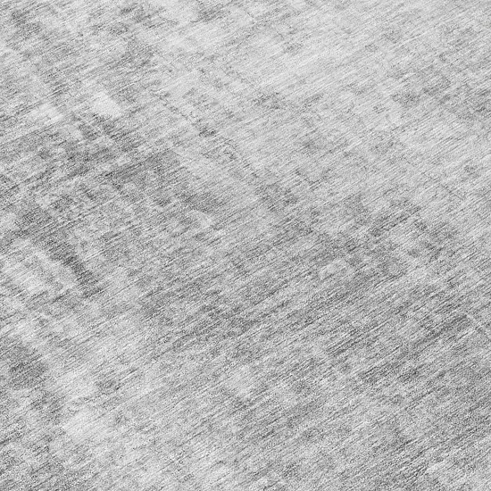 8' Gray Silver And Charcoal Round Abstract Washable Indoor Outdoor Area Rug Photo 8