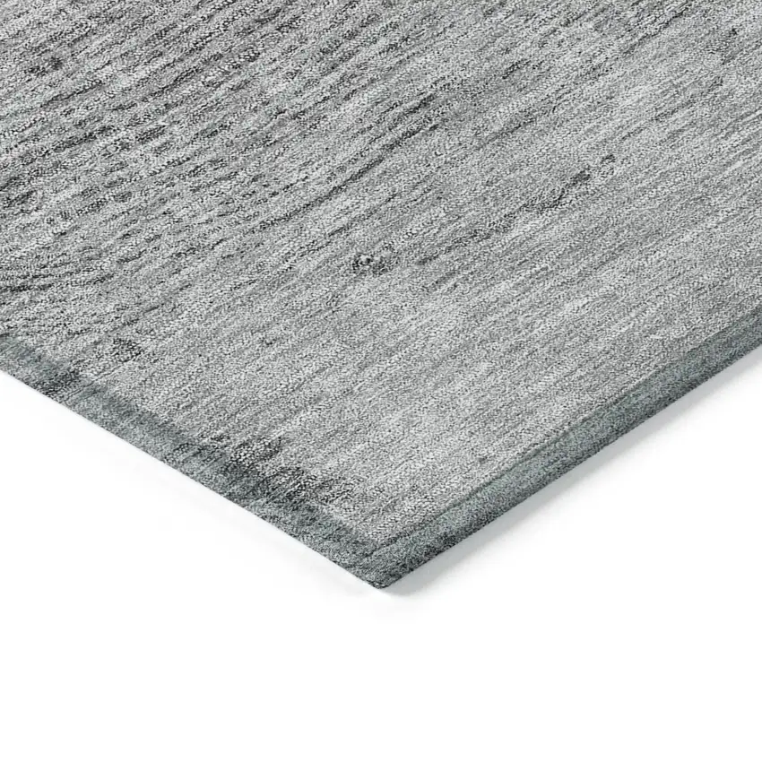 8' Gray Silver And Charcoal Round Abstract Washable Indoor Outdoor Area Rug Photo 3
