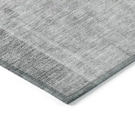 8' Gray Silver And Charcoal Round Geometric Washable Indoor Outdoor Area Rug Photo 4