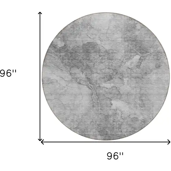 8' Gray Silver And Charcoal Round Nautical Washable Indoor Outdoor Area Rug Photo 3