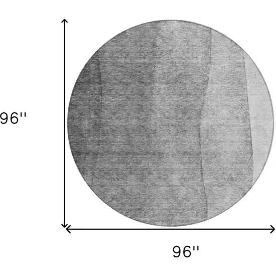 8' Gray Silver And Charcoal Round Ombre Washable Indoor Outdoor Area Rug Photo 7