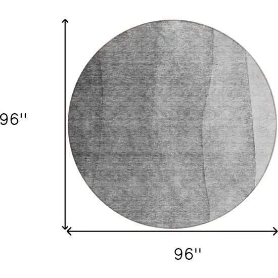 8' Gray Silver And Charcoal Round Ombre Washable Indoor Outdoor Area Rug Photo 7