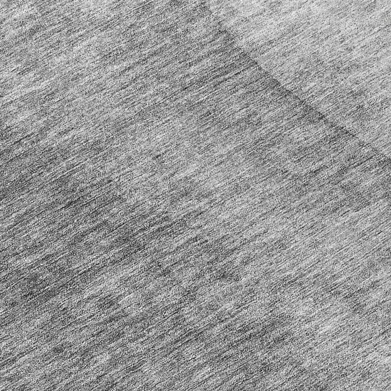 8' Gray Silver And Charcoal Round Ombre Washable Indoor Outdoor Area Rug Photo 8