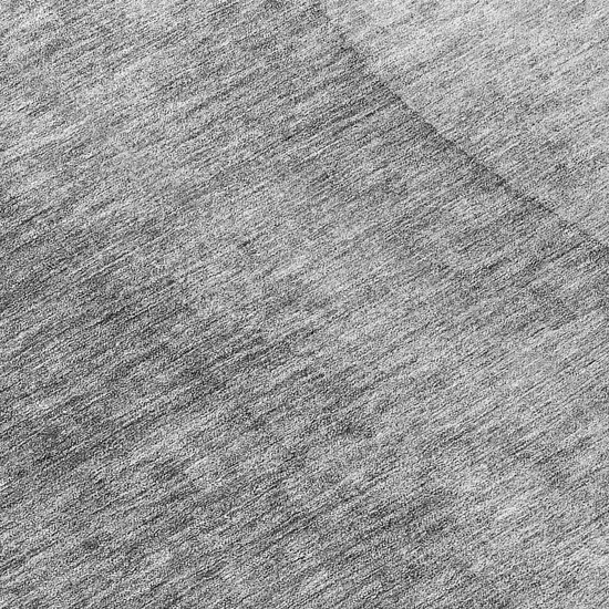 8' Gray Silver And Charcoal Round Ombre Washable Indoor Outdoor Area Rug Photo 8