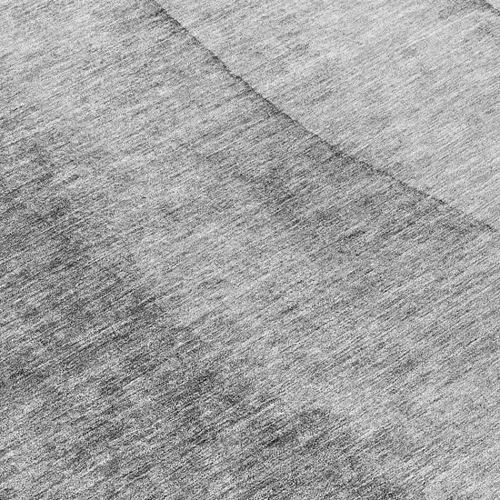 8' Gray Silver And Charcoal Round Ombre Washable Indoor Outdoor Area Rug Photo 8