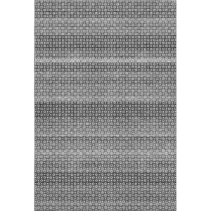 Photo of 8' Gray Silver And Charcoal Striped Washable Area Rug With UV Protection