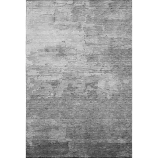 8' Gray Silver And Charcoal Striped Washable Area Rug With UV Protection Photo 1