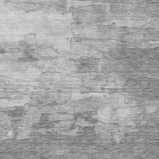 8' Gray Silver And Charcoal Striped Washable Area Rug With UV Protection Photo 2