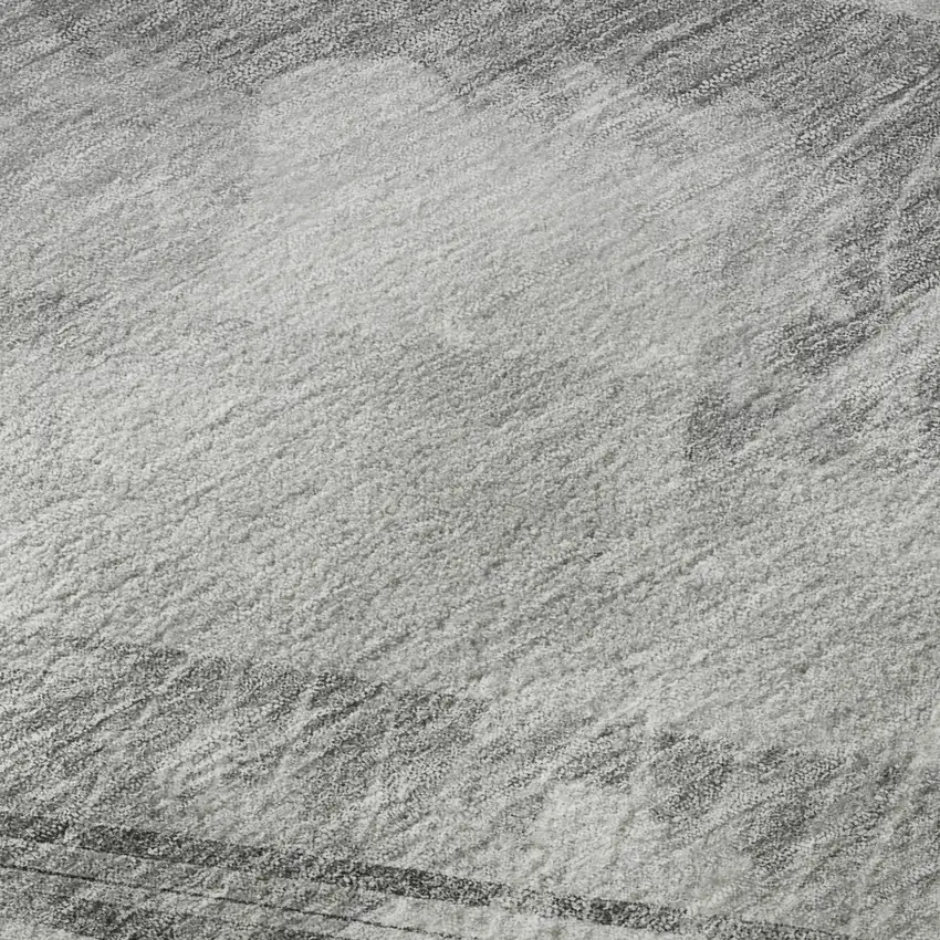 8' Gray Silver And Charcoal Striped Washable Area Rug With UV Protection Photo 1