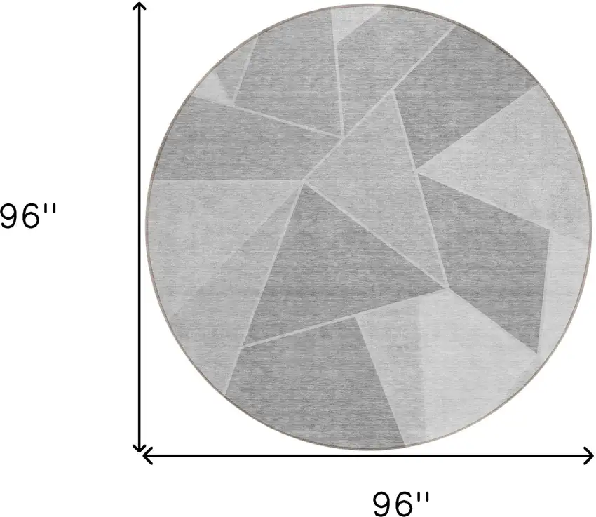 8' Gray Silver And Graphite Round Geometric Washable Indoor Outdoor Area Rug Photo 3