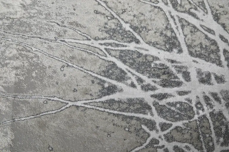 8' Gray Silver And Ivory Abstract Power Loom Runner Rug Photo 5