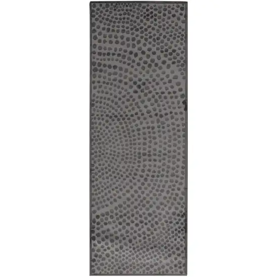 8' Gray Silver And Ivory Abstract Stain Resistant Runner Rug Photo 1
