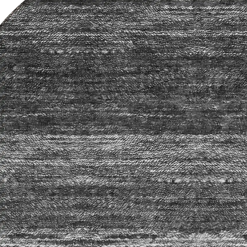 8' Gray Silver And Ivory Round Ombre Washable Indoor Outdoor Area Rug Photo 4
