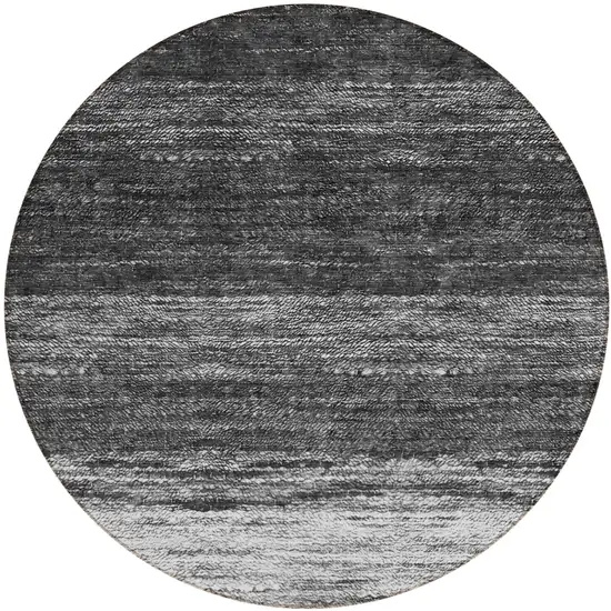 8' Gray Silver And Ivory Round Ombre Washable Indoor Outdoor Area Rug Photo 2