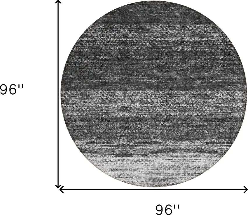 8' Gray Silver And Ivory Round Ombre Washable Indoor Outdoor Area Rug Photo 3