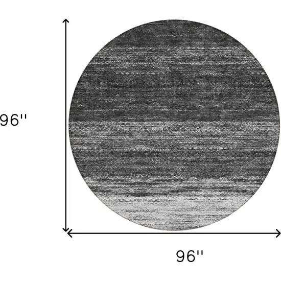 8' Gray Silver And Ivory Round Ombre Washable Indoor Outdoor Area Rug Photo 3