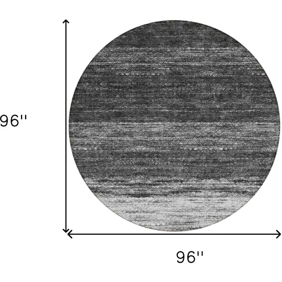 8' Gray Silver And Ivory Round Ombre Washable Indoor Outdoor Area Rug Photo 3