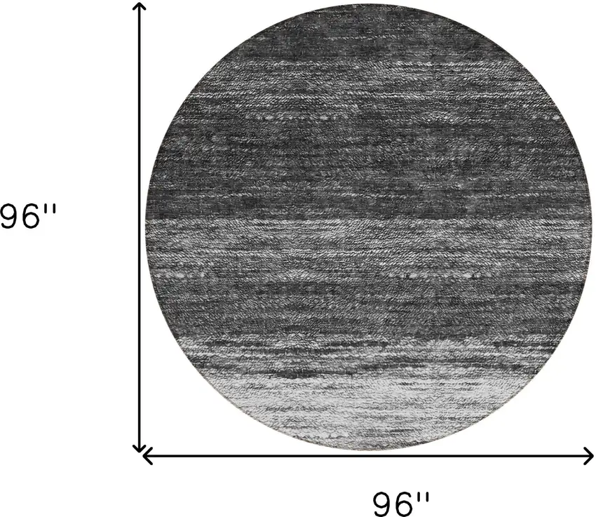 8' Gray Silver And Ivory Round Ombre Washable Indoor Outdoor Area Rug Photo 3