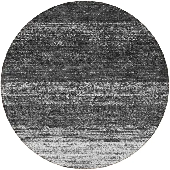 8' Gray Silver And Ivory Round Ombre Washable Indoor Outdoor Area Rug Photo 5