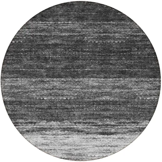 8' Gray Silver And Ivory Round Ombre Washable Indoor Outdoor Area Rug Photo 5
