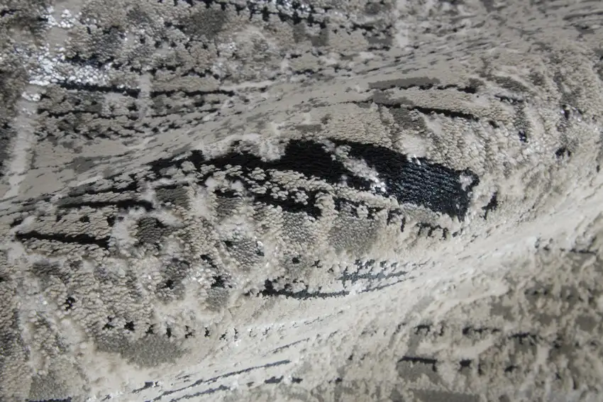 8' Gray Silver And Taupe Floral Power Loom Distressed Runner Rug Photo 4