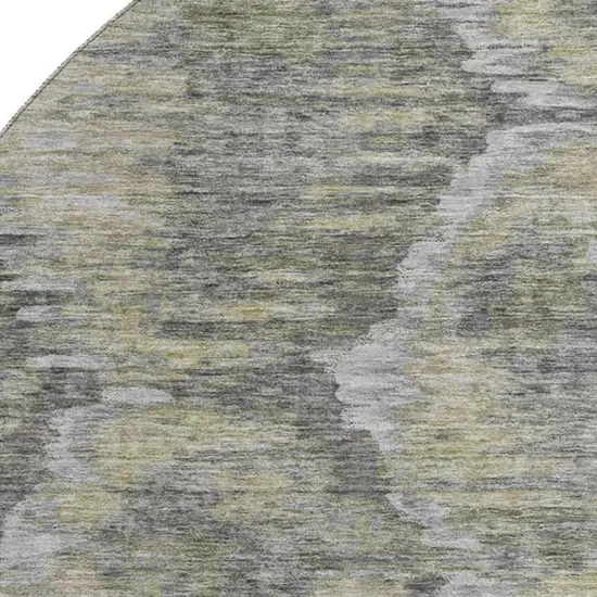 8' Gray Silver And Wheat Diamond Washable Round Rug With UV Protection Photo 3