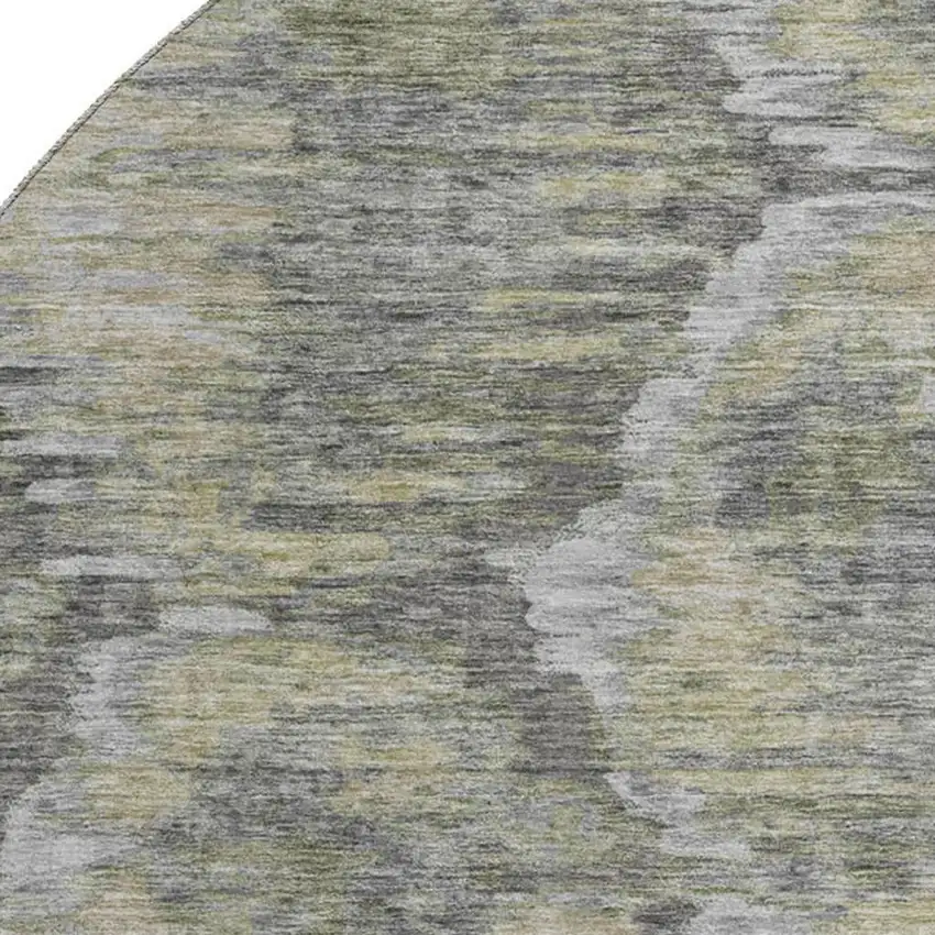 8' Gray Silver And Wheat Diamond Washable Round Rug With UV Protection Photo 3