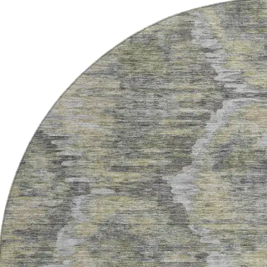 8' Gray Silver And Wheat Diamond Washable Round Rug With UV Protection Photo 4