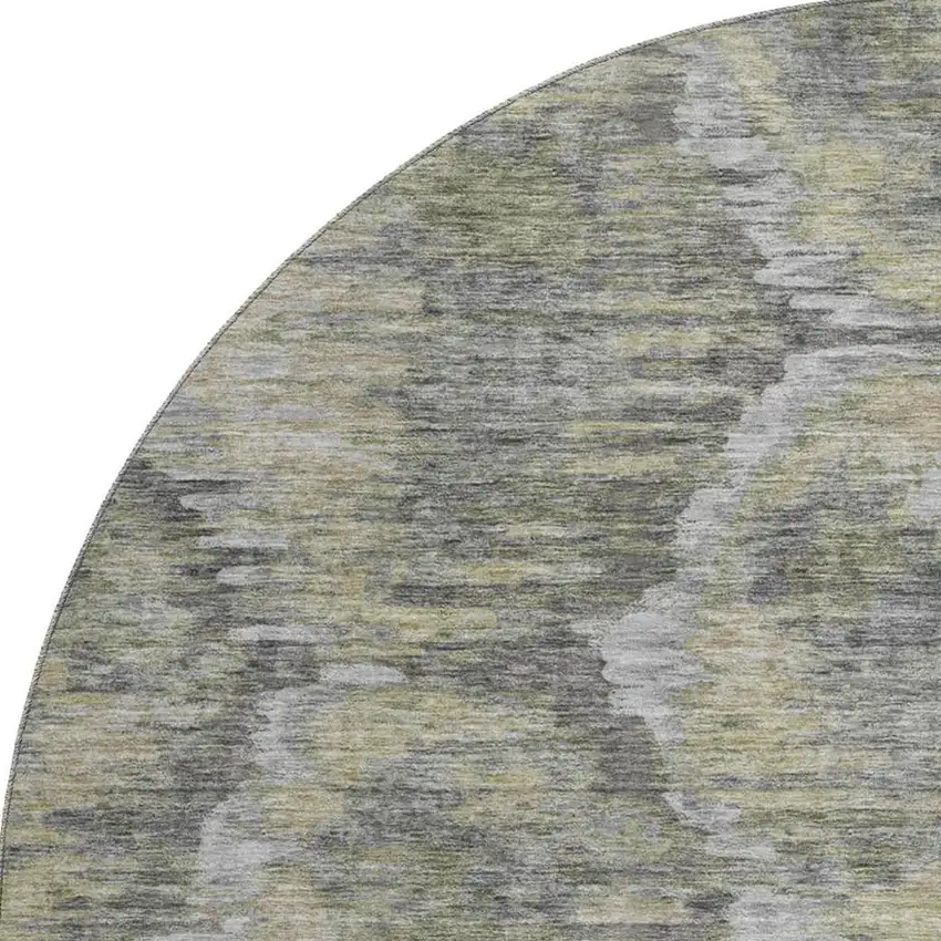 8' Gray Silver And Wheat Diamond Washable Round Rug With UV Protection Photo 4