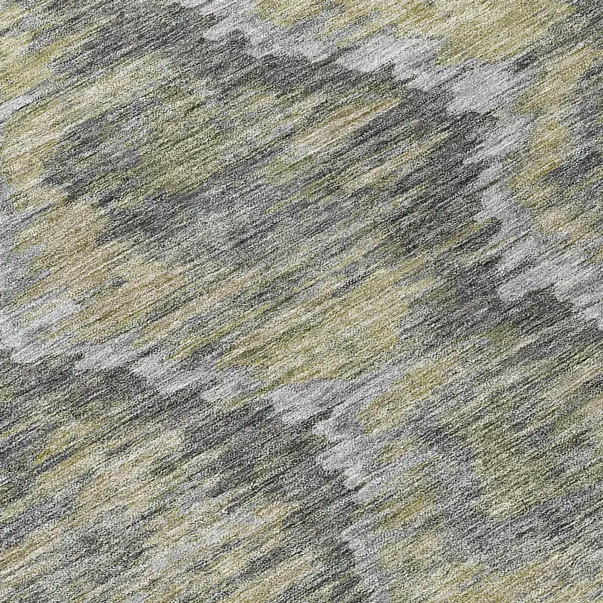 8' Gray Silver And Wheat Round Abstract Washable Indoor Outdoor Area Rug Photo 9