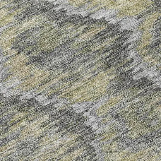 8' Gray Silver And Wheat Round Abstract Washable Indoor Outdoor Area Rug Photo 9